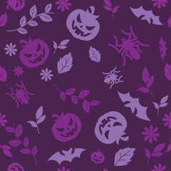 Seamless Pattern Purple Halloween Theme.eps