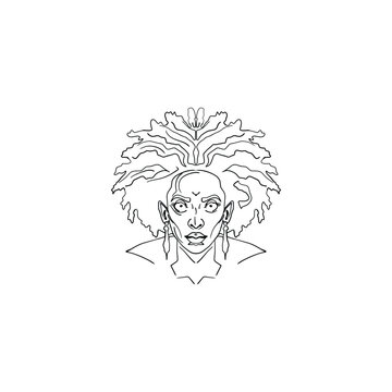 recommend clip art: African Halloween gothic psychologic face line art illustration