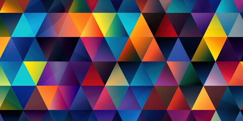 A colorful pattern of triangles is displayed on a background