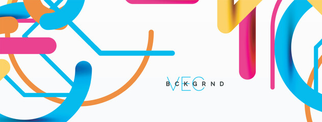 Abstract background. Circles and colorful round shape lines. Linear geometric minimal design