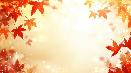 Fototapeta premium Red autumn leaves with warm background