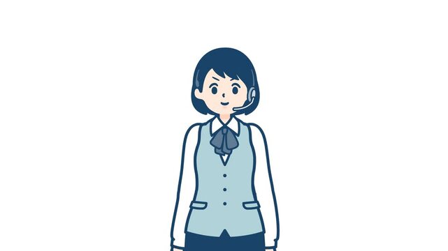 Call center woman_Salute with a serious expression_with alpha channel