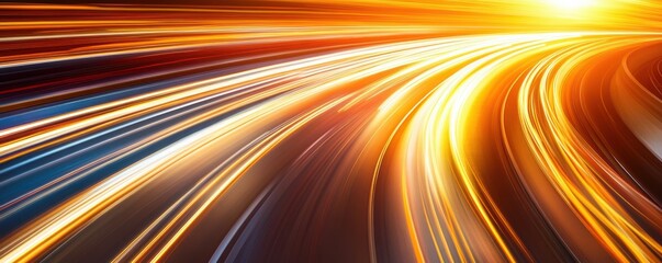 Dynamic light trails create a stunning abstract background, blending warm colors in a mesmerizing display of motion and energy.