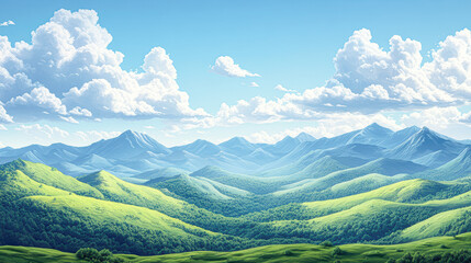 Fototapeta premium A beautiful mountain landscape with a clear blue sky