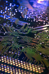 Obraz premium Background with a printed circuit board. The concept of modern technologies.