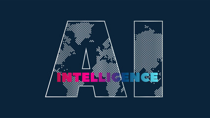 Artificial intelligence. AI symbol isolated. Machine deep learning. Smart digital technology. Vector illustration for science, presentation, concept design, business, future