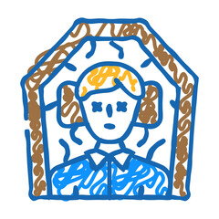 dead man in coffin doodle icon sketch vector. dead man in coffin sign. isolated symbol illustration