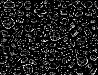 Meat production. Vector drawing food