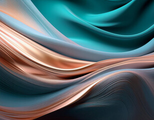 Obraz premium Vibrant abstract background with flowing waves in shades of teal and copper