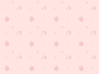 Sweet pink color popcorn pattern, food illustration