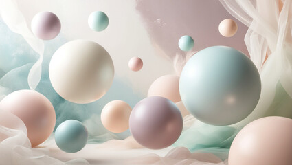 Geometric shapes: Pastel spheres abstract background