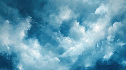 Obraz premium An artistic abstract piece showcasing sky and clouds in light blue shades, evoking a sense of dreaminess,