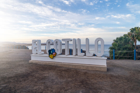 El Cotillo, Fuerteventura, Canary Islands - November 25, 2023: Logo from El cotillo village by the sea
