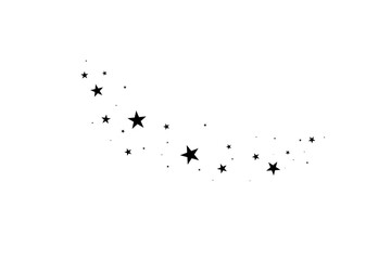 Stars on a white background. Black star shooting with an elegant star.Meteoroid, comet, asteroid, stars.	