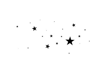 Stars on a white background. Black star shooting with an elegant star.Meteoroid, comet, asteroid, stars.