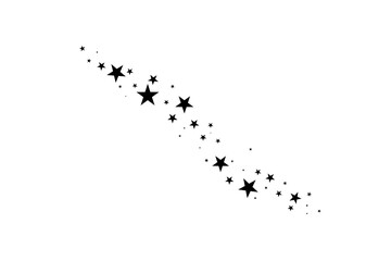 Stars on a white background. Black star shooting with an elegant star.Meteoroid, comet, asteroid, stars.