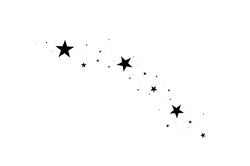 Stars on a white background. Black star shooting with an elegant star.Meteoroid, comet, asteroid, stars.