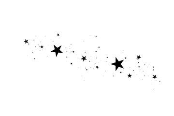 Stars on a white background. Black star shooting with an elegant star.Meteoroid, comet, asteroid, stars.