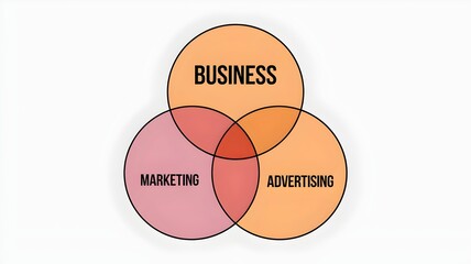 Venn Diagram of Business, Marketing, and Advertising with Overlap Shaded