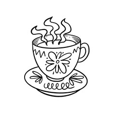 Beautiful Vintage Floral Tea Cup Featuring a Lovely Steam Illustration Perfect for Tea Lovers