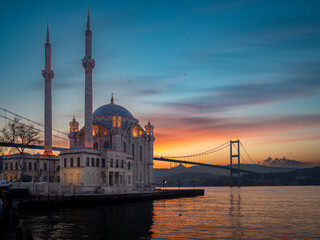 Obraz premium Turkey Istambul Bospurus Bridge Asia Morning lights