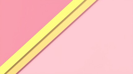 Abstract background with yellow stripes creating a diagonal line on a pastel pink background, providing a vibrant and dynamic composition