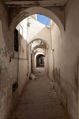 Tripoli, Libya, 4 November 2009.  A pedestrian street in the old city, Ghadema, in Tripoli. Arches make a big part of the architecture of the old city.