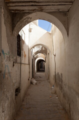 Tripoli, Libya, 4 November 2009.  A pedestrian street in the old city, Ghadema, in Tripoli. Arches make a big part of the architecture of the old city.