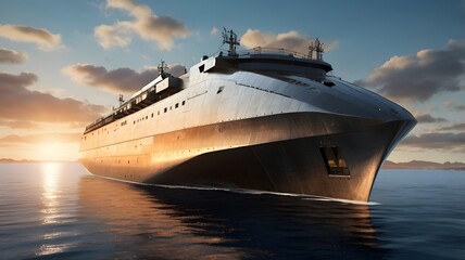 Obraz premium Futuristic Cargo container transport ship boat 