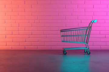 Black Friday night with illuminated online cart, Hot Deals flashing, dynamic urban backdrop, retail rush atmosphere, online discount shopping