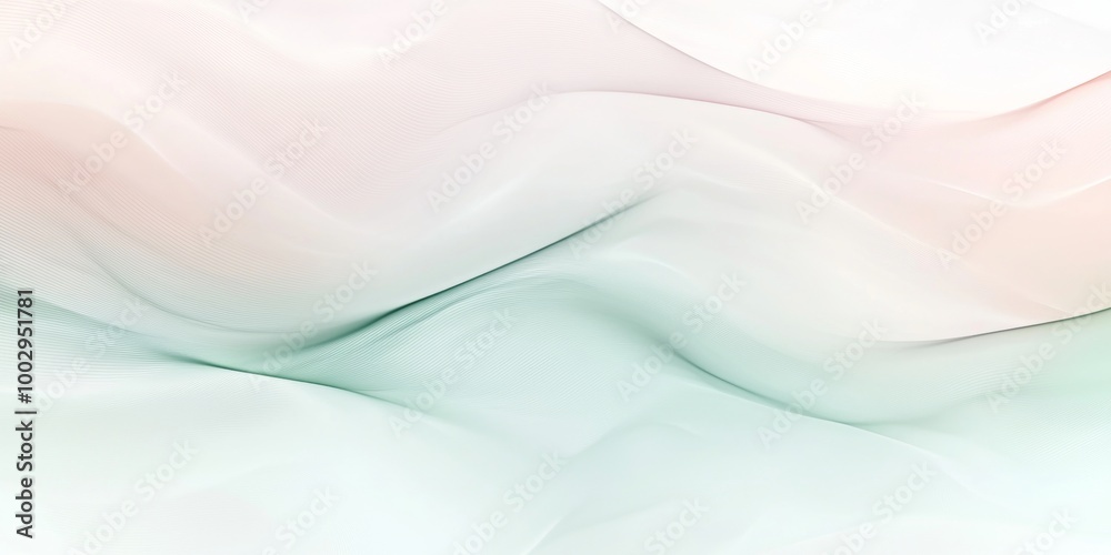 Poster abstract wave pattern in green and orange tones flowing across the composition, creating a sense of 