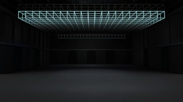 Motion Empty hall exhibition.The backdrop for exhibition stands, booth,Display,trade show.Conversation for event.Big room for entertainment,event,sports,gym.3d Background for online.4K Loop.3d render.