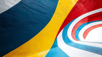 Naklejka premium Curved stripes of color ripple in a dynamic pattern, like a rainbow in motion.