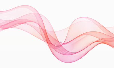 Transparent wave flow on white background. Curved line abstract wave.