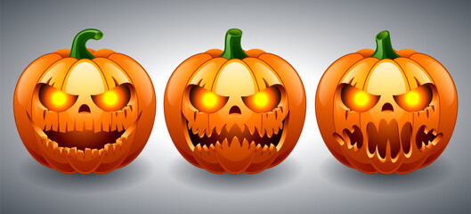 Set of scary pumpkins for Halloween
