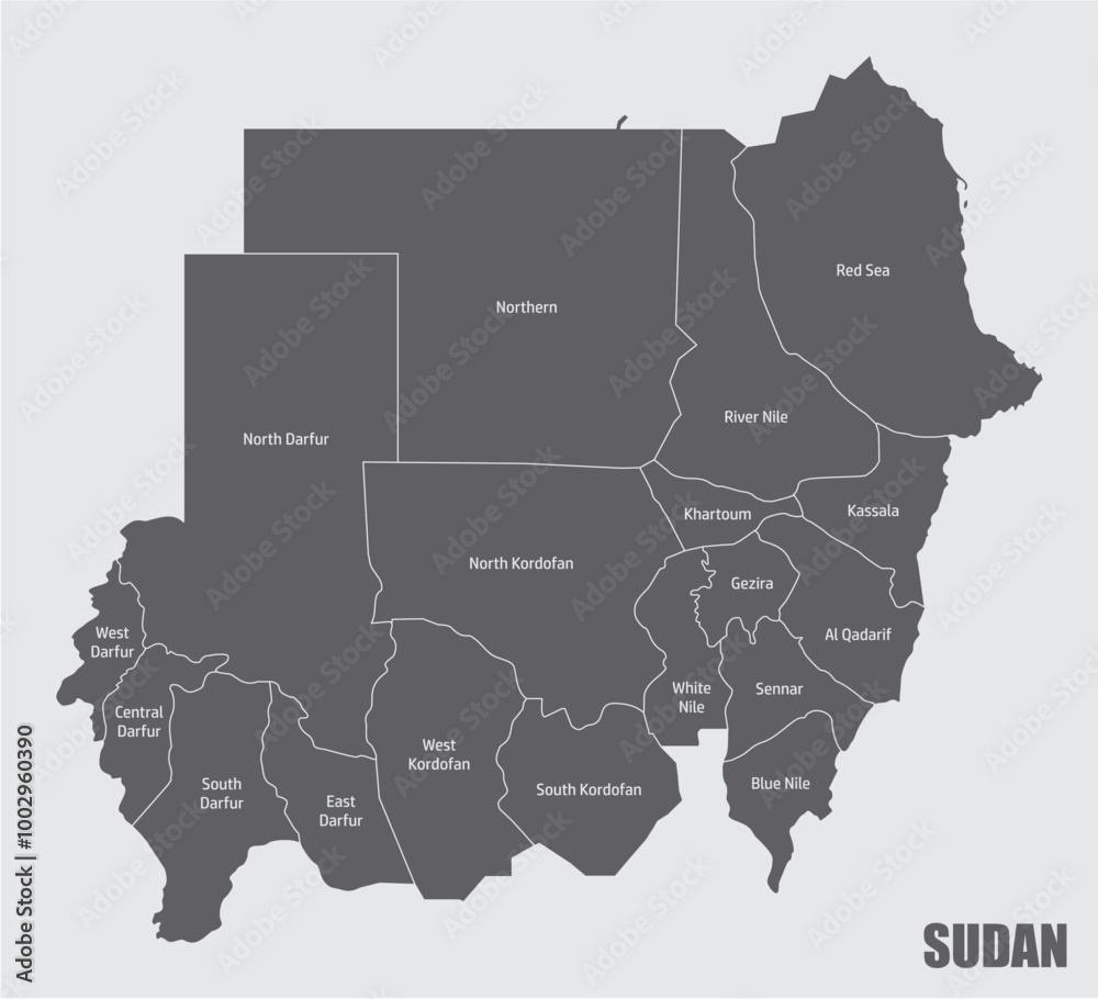 Canvas Prints sudan administrative map