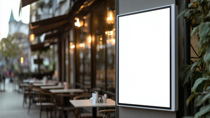 Restaurant Billboard Mockup, on exterior wall of restaurant outdoor