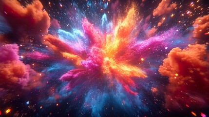 Colorful Fireworks Explosion on Dark Background