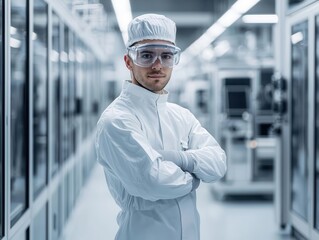 Factory engineer managing the setup of clean rooms for precision manufacturing in electronics, factory engineer, clean room design