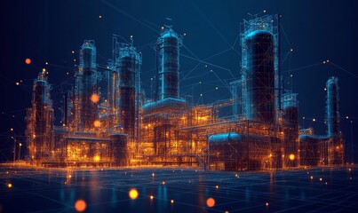 Oil production low poly wireframe banner template. Polygonal naphtha industry, earth mining, mineral resource extraction mesh art illustration. 3D oil, Generative AI