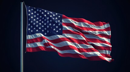 Obraz premium USA National Flag Displayed in Full, Vibrant Colors Isolated on Dark Background