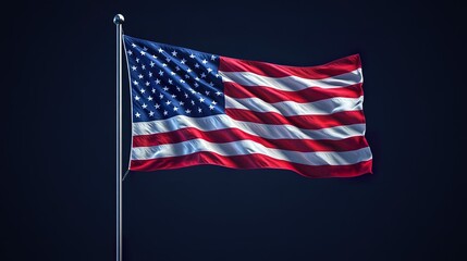 Fototapeta premium USA National Flag Displayed on Dark Background