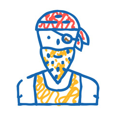 pirate person doodle icon sketch vector. pirate person sign. isolated symbol illustration