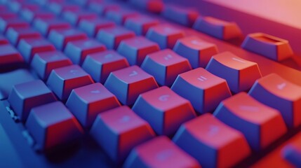 Obraz premium Close-up shot of contemporary keyboard featuring illuminated keys for enhanced usability