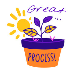 Great Process sticker in flat style 