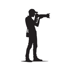 photographer silhouette on white background.