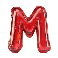 jelly trimmed into text M isolated on transparent background