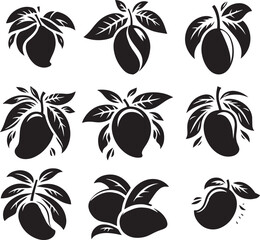 Obraz premium fruit sillouette set black and white 