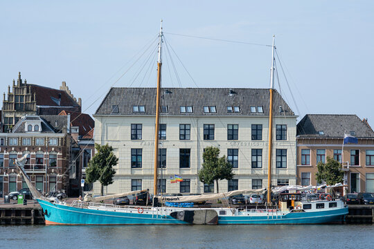 Kampen, Netherlands - September 1, 2024: two-mast clipper Utopia in the port of Kampen
