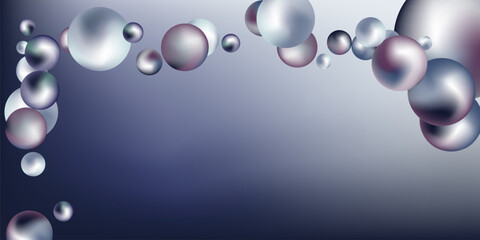 Flying metal balls of different sizes on a gradient background. creative background